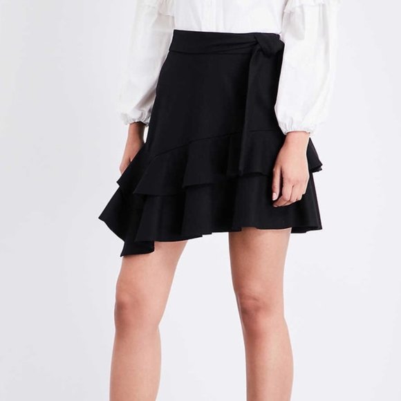 Maje Ruffled Stretch-wool mini skirt, FR36/US4 - Picture 1 of 4